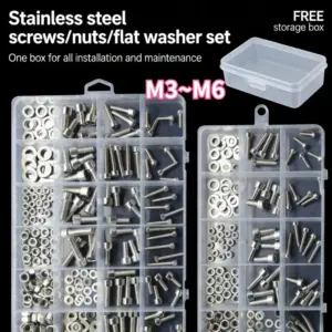 304 Stainless Steel Hex Socket Cap Head Screw Assortment Bolt Nut Washer Kit Metal Machine Screws Bolts With Box M3 M4 M5 M6