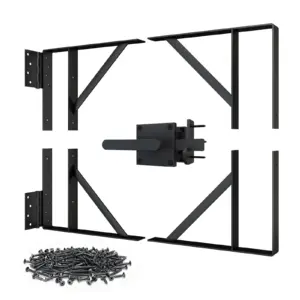 Heavy-Duty Wooden Fence Hardware Kit Corner Brace Bracket, Steel Hinges and Left Gate Latch, No-Sag Design for Fence Outdoor