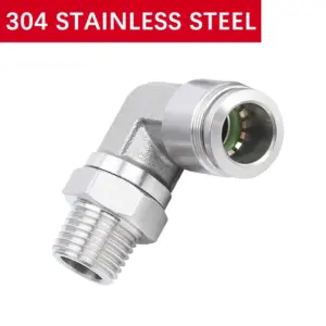 4 6 8 10 12 14 16mm OD Tube 1/8" 1/4" 3/8" 1/2" BSP BSPT Male Elbow Push In To Connect Pneumatic Air Fitting 304 Stainless Steel