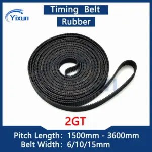 Rubber 2GT Timing Belt Pitch Length 1500mm-3600mm Width 6/10/15mm GT2 Synchronous Belt Small Backlash Drive Belt For 3D Printer