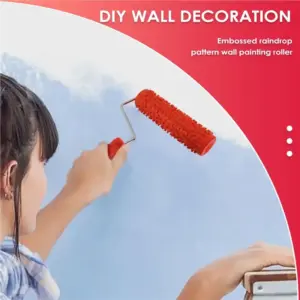 7-inch Textured Raindrop Paint Roller 18cm Embossed Pattern Wall Paint Tool with Plastic Handle for DIY Home Decoration