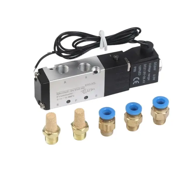 4V110-06 5-way 2-position pneumatic solenoid valve thread PT1/8 ", DC 12v24V AC 110v 220V