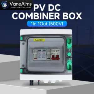 Solar Photovoltaic PV Combiner Box with Lightning Protection 1 Input 1 Output DC 500V Fuse MCB SPD Waterproof IP65 Breaker Box
