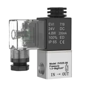 2V025-08 Air Solenoid Valve 2/2 Way 1/4"  Normally Closed Aluminum Alloy 12V 24V 110V 220V Direct Acting Pneumatic Control Valve