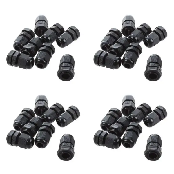AS94-32 PCS PG7 Black Plastic Waterproof Cable Gland Connector 3-6.5Mm