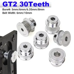 2 Pcs GT2 30 Teeth Aluminum 2GT Timing Pulley Bore 5mm 6mm 6 35mm 8mm Belt Width 6mm 10mm for 3D Printer Parts