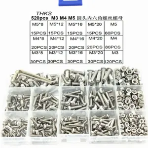 Stainless Steel Hex Socket Head Nuts and Bolts Set - M3, M4, M5,  Head Hex Socket Heads