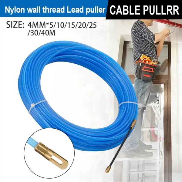 4MM 5M~40M Fiberglass Cable Puller Electric Cable Guide Device Nylon Duct Snake Wire For Electrician Fish Tape Wire  Aid Tool