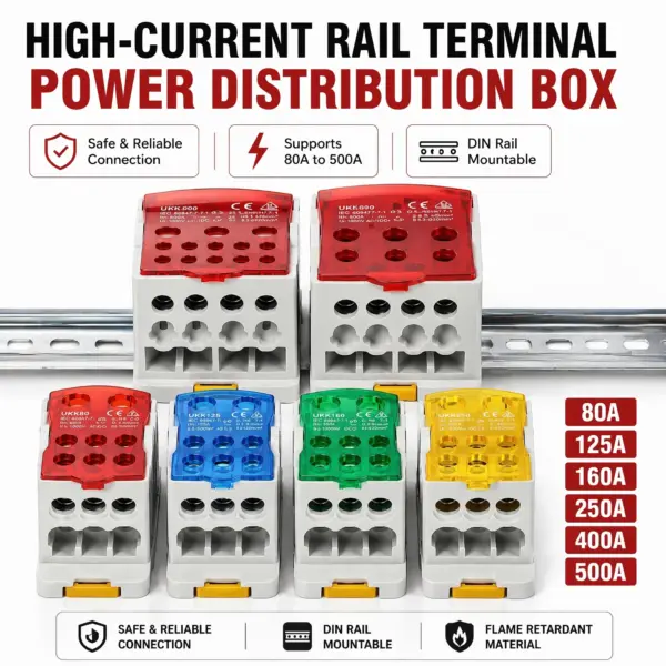 Electric Split Din Rail Terminal Block Junction Box Power Wire Electrical Connector UKK80A 125A 160A 250A 400A 500A