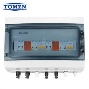 Solar photovoltaic PV Combiner Box With Lightning Protection 4 input 2 out DC 600V Fuse MCB SPD Waterproof Box IP65 18ways