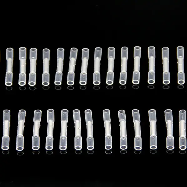 50Pcs AWG 26-24 0.25-0.5mm²  White Heat Shrink Butt Wire Connectors  Waterproof Insulated Automobile Wire Cable Crimp Terminals