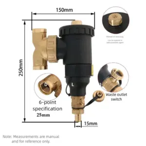 Magnetic Filter Boiler Sludge Separator DN20-DN32 Female Male Threaded Connection For Central Water Heating System