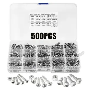 500/440 PCS Hex Hexagon Socket Screw Set Stainless Steel M2 M3 M4 M5 Flat Round Cap Head Screws Bolts & Nuts Allen Bolt Kit