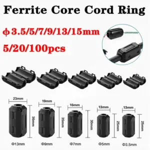 10Pcs Ferrite Core Choke Clip, Reliable Noise Filter for Audio/Video and Power Cords EMI RFI Noise Filter Cable Clamp