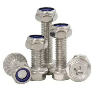 304 Stainless Steel Flange Head Bolts M3-M8 Phillips Drive Nylon Insert Hex Lock Nuts Assortment Kit