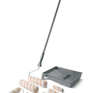 ROLLINGDOG Paint Roller Kit with Extension Pole - 9 Inch Paint Roller with Tray, 4Inch Mini Rollers