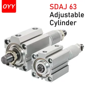 SDAJ63 Series Adjustable Stroke Double Acting Air Pneumatic Cylinder 20/30/40/50/75/100 Compact Cylinder -20-30-50-75-100-S-B-SB