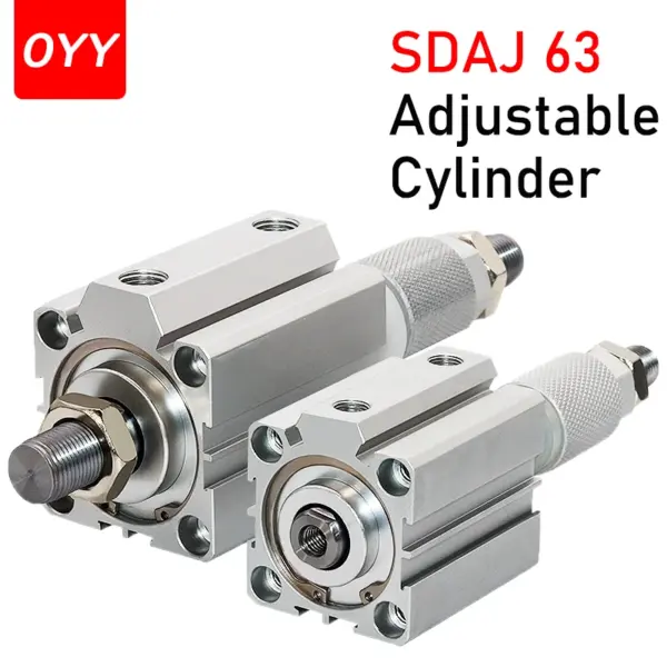 SDAJ63 Series Adjustable Stroke Double Acting Air Pneumatic Cylinder 20/30/40/50/75/100 Compact Cylinder -20-30-50-75-100-S-B-SB