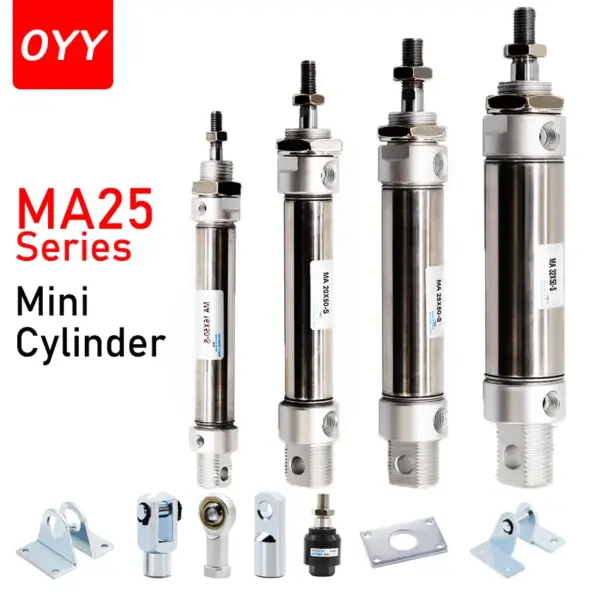 MA25 Series Stainless Steel Magnetic Ring 25-500Mm Stroke Double Acting Small Mini Pneumatic Air Cylinder