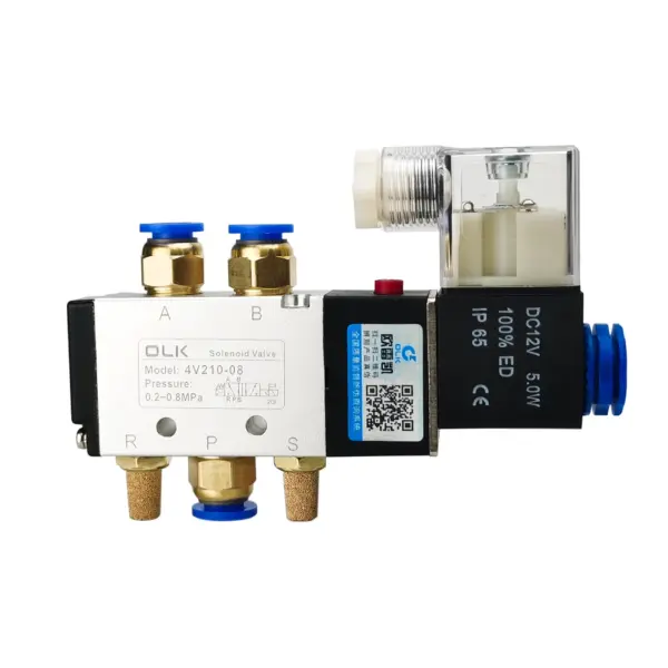 4V210-08 Pneumatic Cylinder Valve Electric Solenoid Valves 5 Way 2 Position Control Air Gas Magnetic 12V 24V 220V Coil Volt Hose