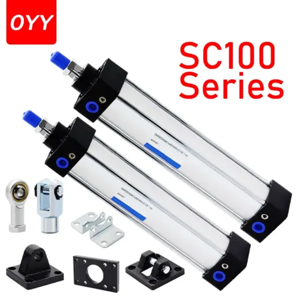 SC100 Air Cylinder Standard Bore 100mm Stroke 25-1000mm Double Acting With Magnetic Aluminium Alloy Pneumatic Cylinders