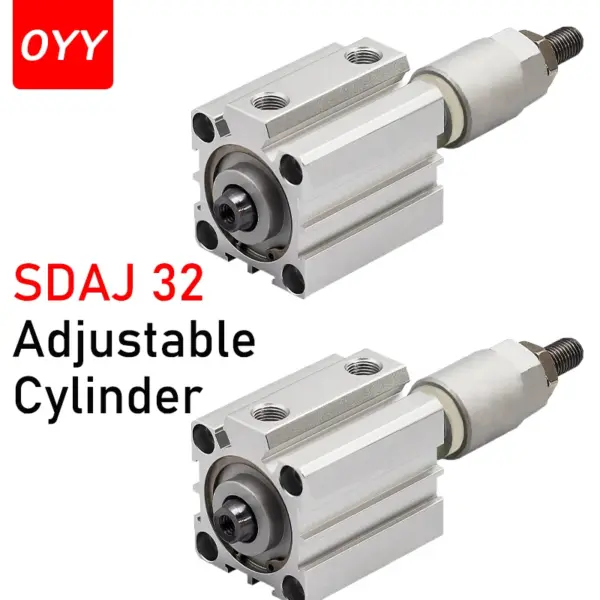 SDAJ32 Series Adjustable Stroke Air Pneumatic Cylinder 20/30/40/50/75/100 Compact Cylinder -20-30-50-S-B-SB Double Acting