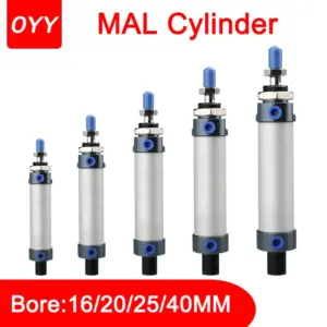 Aluminum MAL16/20/25/32/40 Series Ring Mini Pneumatic Cylinder 25-500Mm Stroke Double Acting Small Air Cylinder