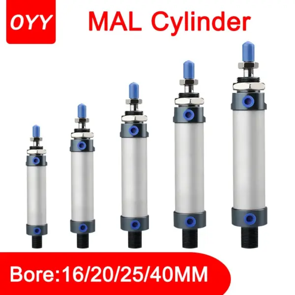 Aluminum MAL16/20/25/32/40 Series Ring Mini Pneumatic Cylinder 25-500Mm Stroke Double Acting Small Air Cylinder